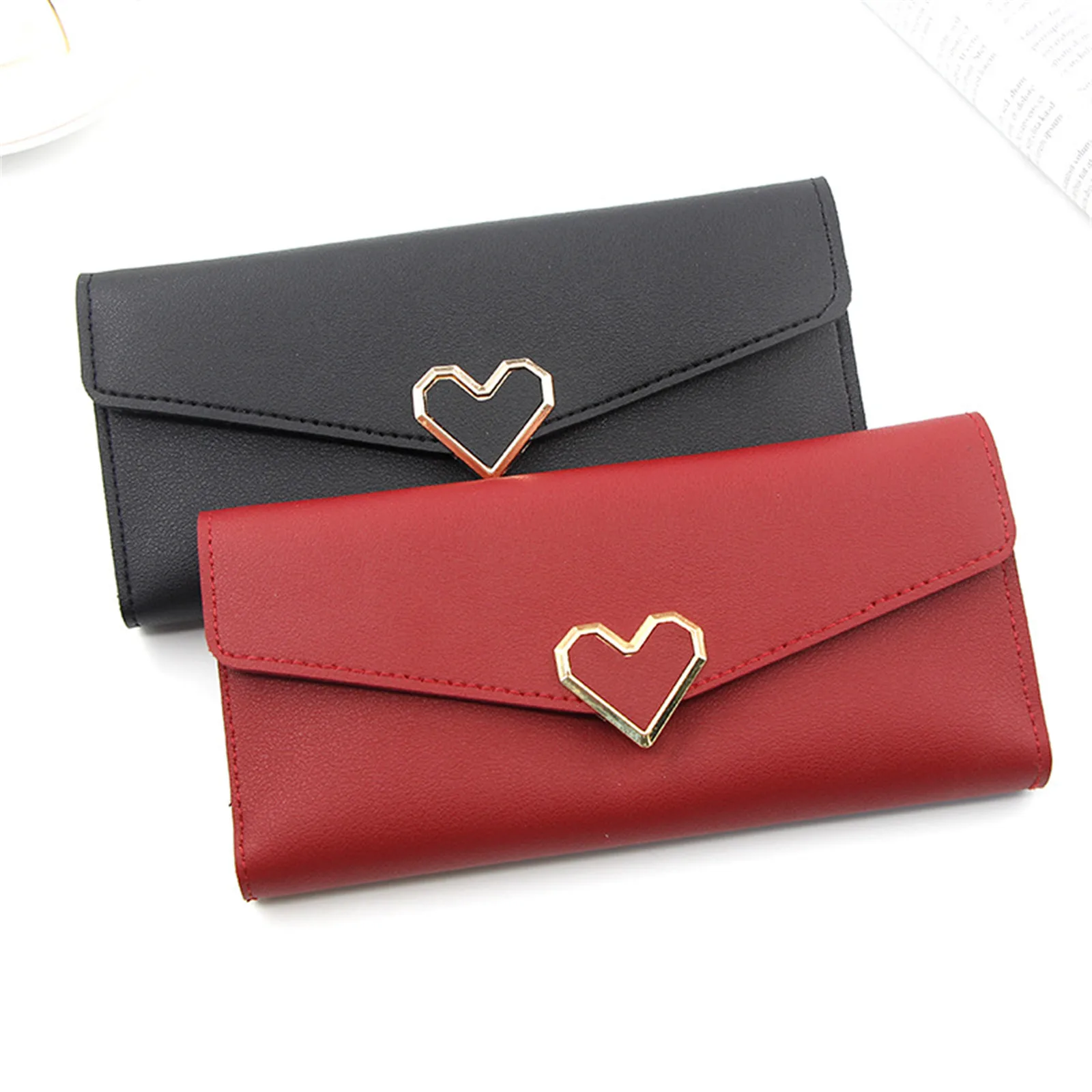 Women Wallet PU Leather Purse Female Long Wallets Luxury Love Heart Money Pouch Handbag For Women Coin Purse Card Holders Clutch