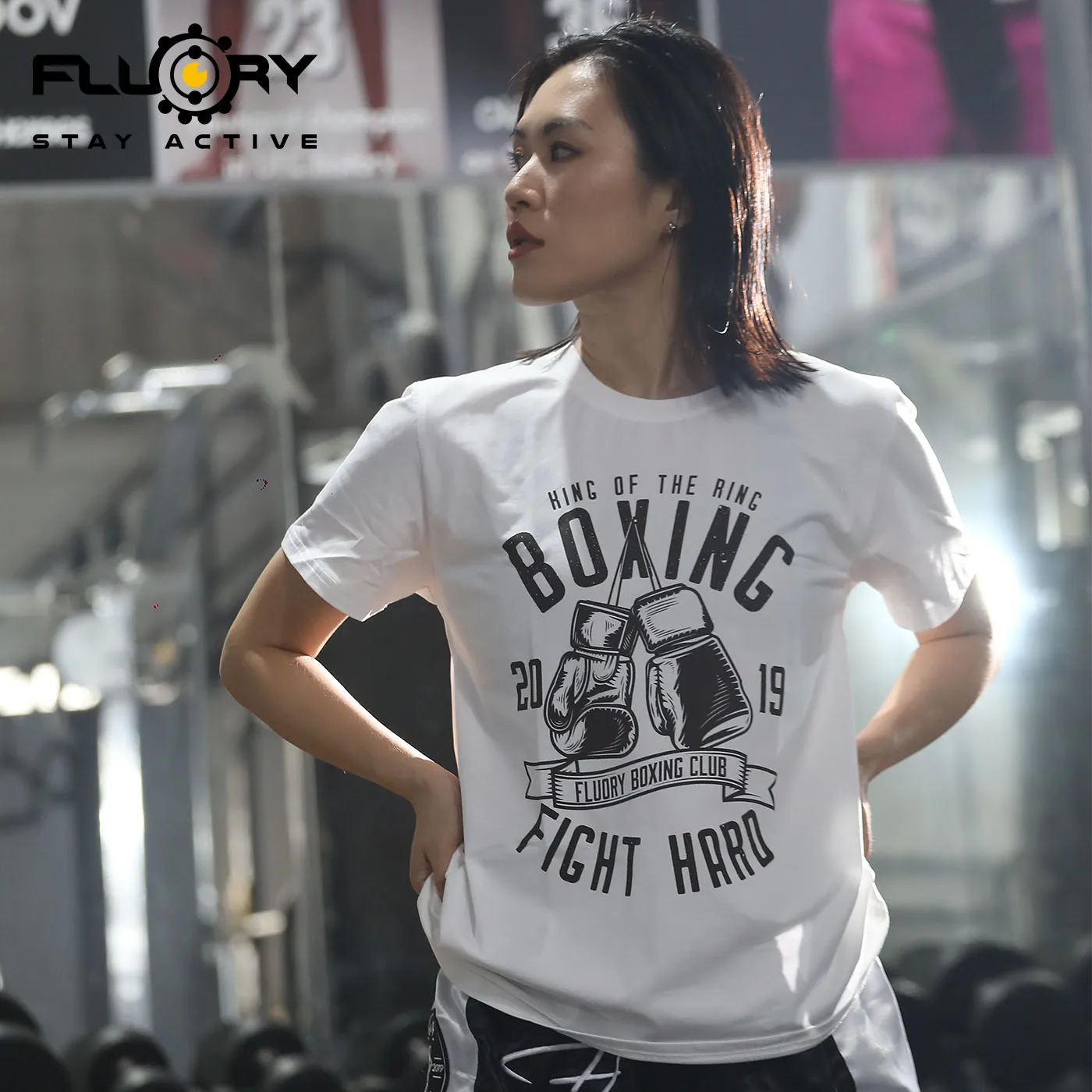 FLUORY Fitness Boxing T Shirt Absorb Sweat Kickboxing Muay Thai Clothing Fitness Top Mixed Martial Arts Training Suit for Adults