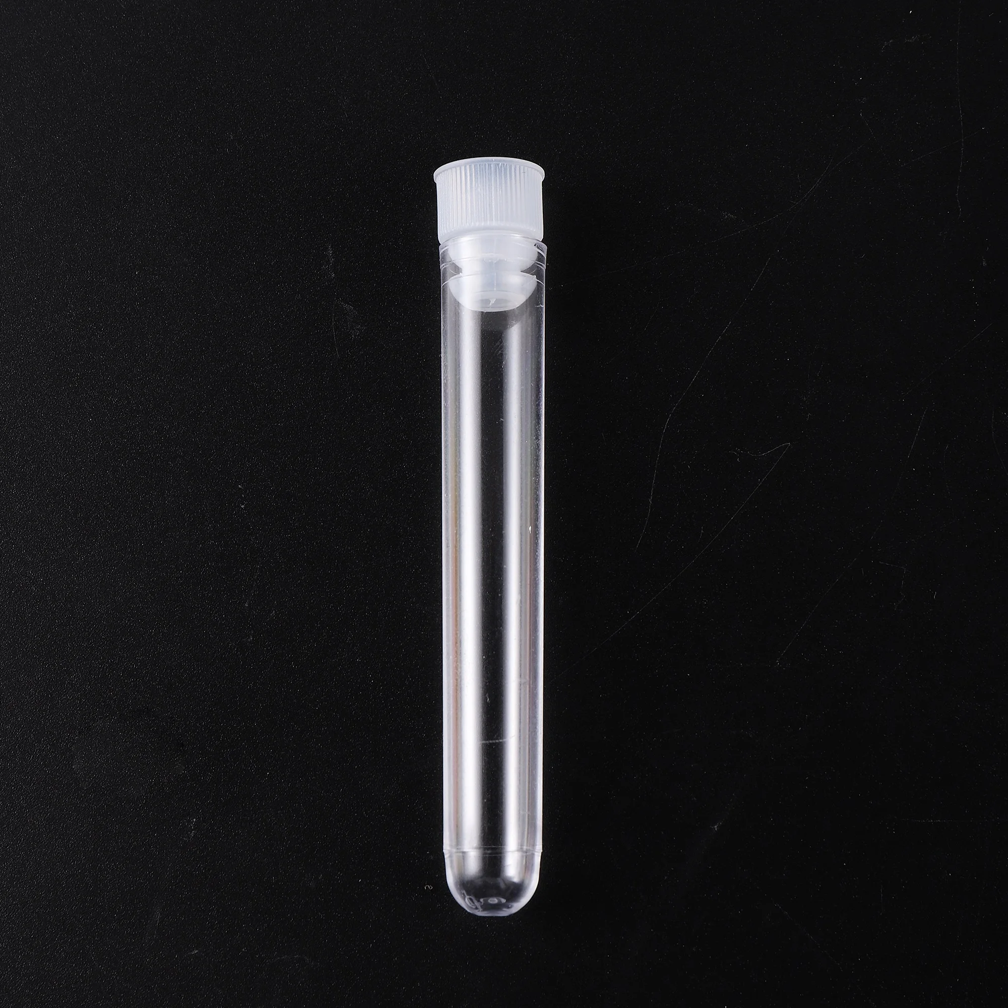 Tubo de ensayo de plástico duro transparente para laboratorio, equipo de laboratorio escolar de oficina de fondo redondo con tapón, de un solo uso,