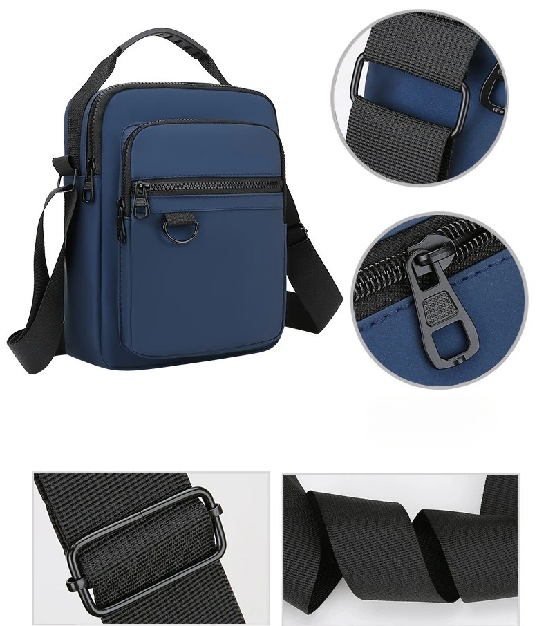 Herren-Umhängetasche, wasserdichte und strapazierfähige Geldbörse, modische Rucksacktasche mit mehreren Reißverschlüssen, Business-Reisetasche. – Detail 2