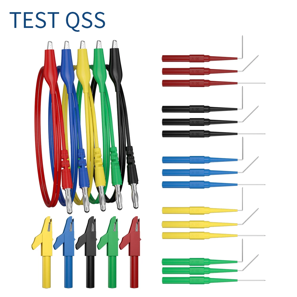 QSS Multimeter Test lead Kit Alligator Clips to 4MM Banana Plug with Alligator Clips Test Probe Accessories Q.T8006