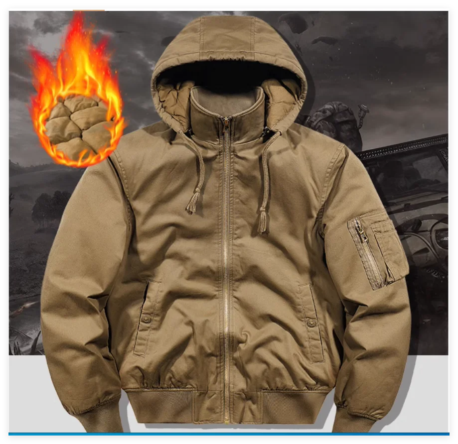 

Winter Thick Detachable Cap Loose Casual Cold proof Cotton Jacket