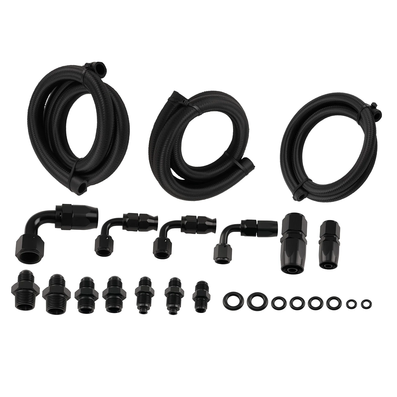 

Power Steering Oil Line Kit -6AN -10AN Remote Reservoir Black Universal 3 Foot