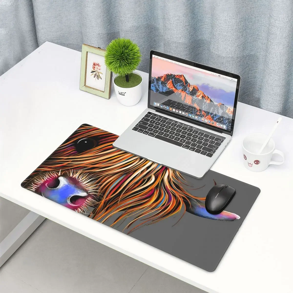 Large Mouse Pad Highland Cow Print Scottish Gamer PC Laptop Mats Keyboard Carpet Computer Gaming Office Accessories Desk Mat