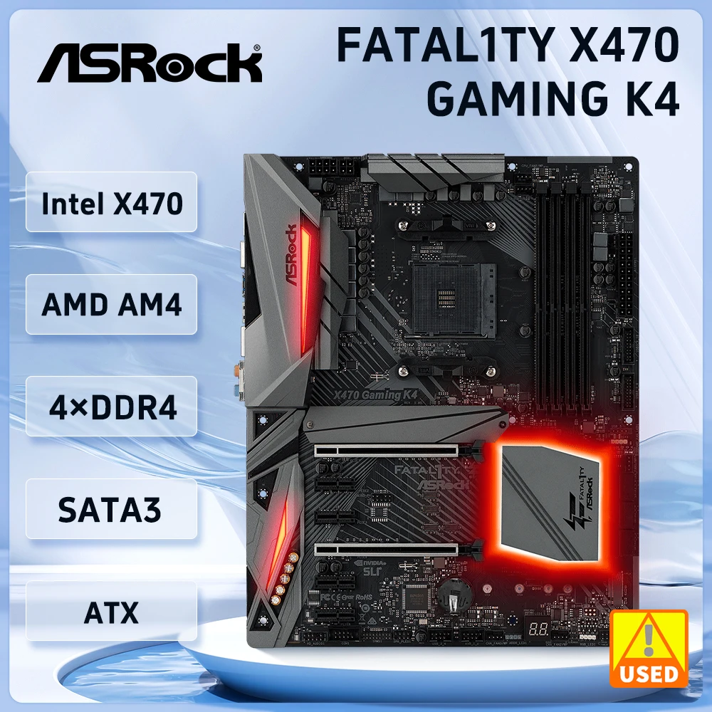 ASRock Fatal1ty AMD Ryzen 5 5600 2700 3000G CPU용 마더보드, X470 AM4 게임용 K4 4 4 × DDR4 64GB PCI-E 3.0 M.2 SATA III ATX 