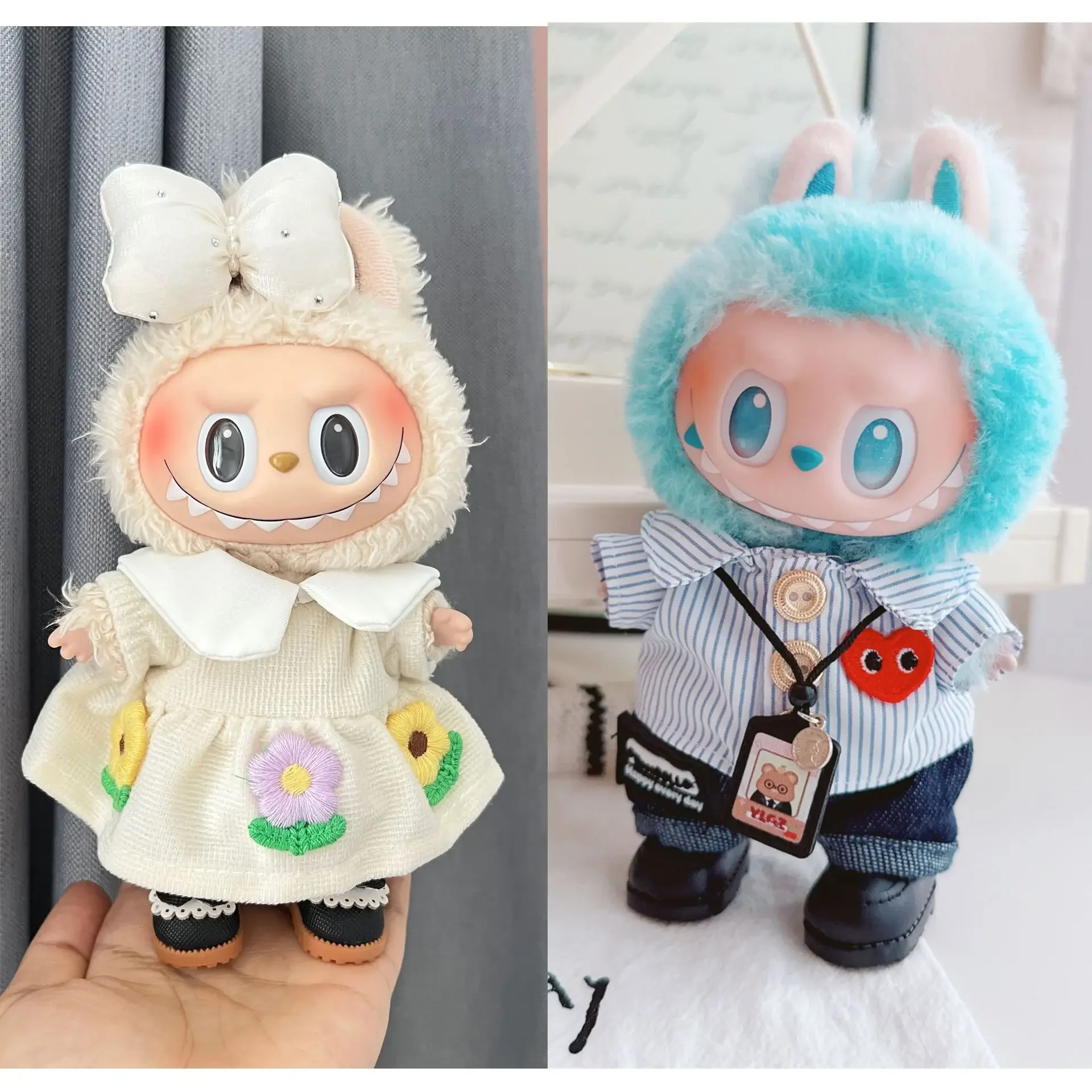 

For Labubu Clothes 17cm, Dress & Shirt Couple Set, Cute Doll Outfit Matching Clothing Accessories
