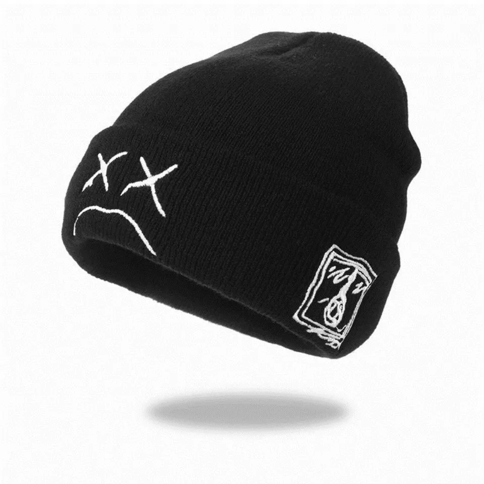 Beanie, Knitted Hat, hip-hop style, Embroidered Knitted Hat With