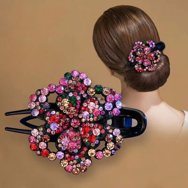 Pear flower elegant Rhinestone duck-billed hairpin, mother and daughter hair accessories