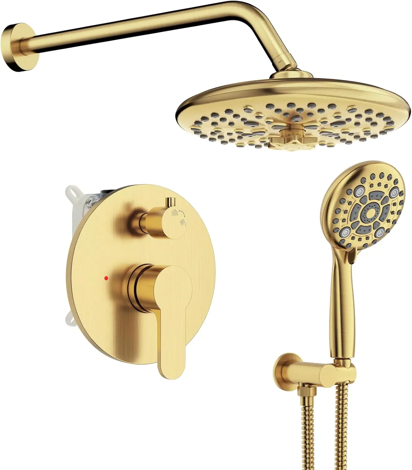 

Multifunctional High-Pressure Bath & Shower Faucets System Brushed Gold Handheld Fixtures With Included Valve