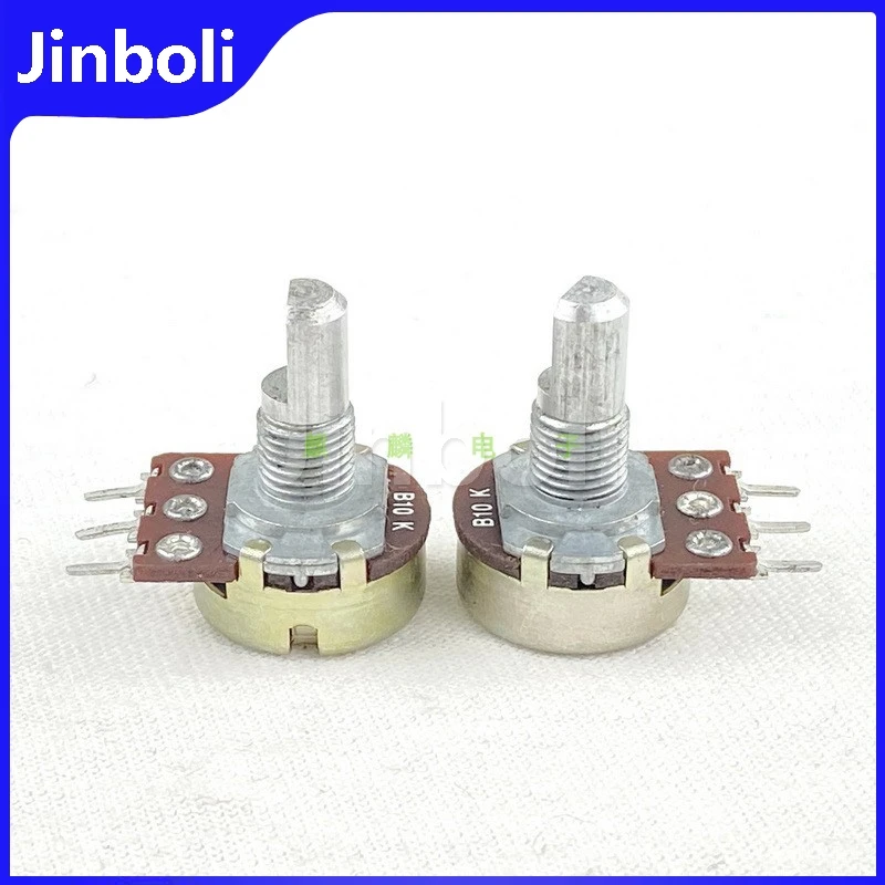 1PCS 16 Type Single B10K Speaker Amplifier Audio Treble And Bass Volume Potentiometer 10 Point Step 3Pins D Shaft Length 15mm