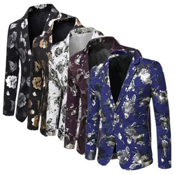 New Men Business Social Suit Jacket Black / White / Gold / Silver Fashion Male Bar KTV Casual Slim Fit Blazer Coats