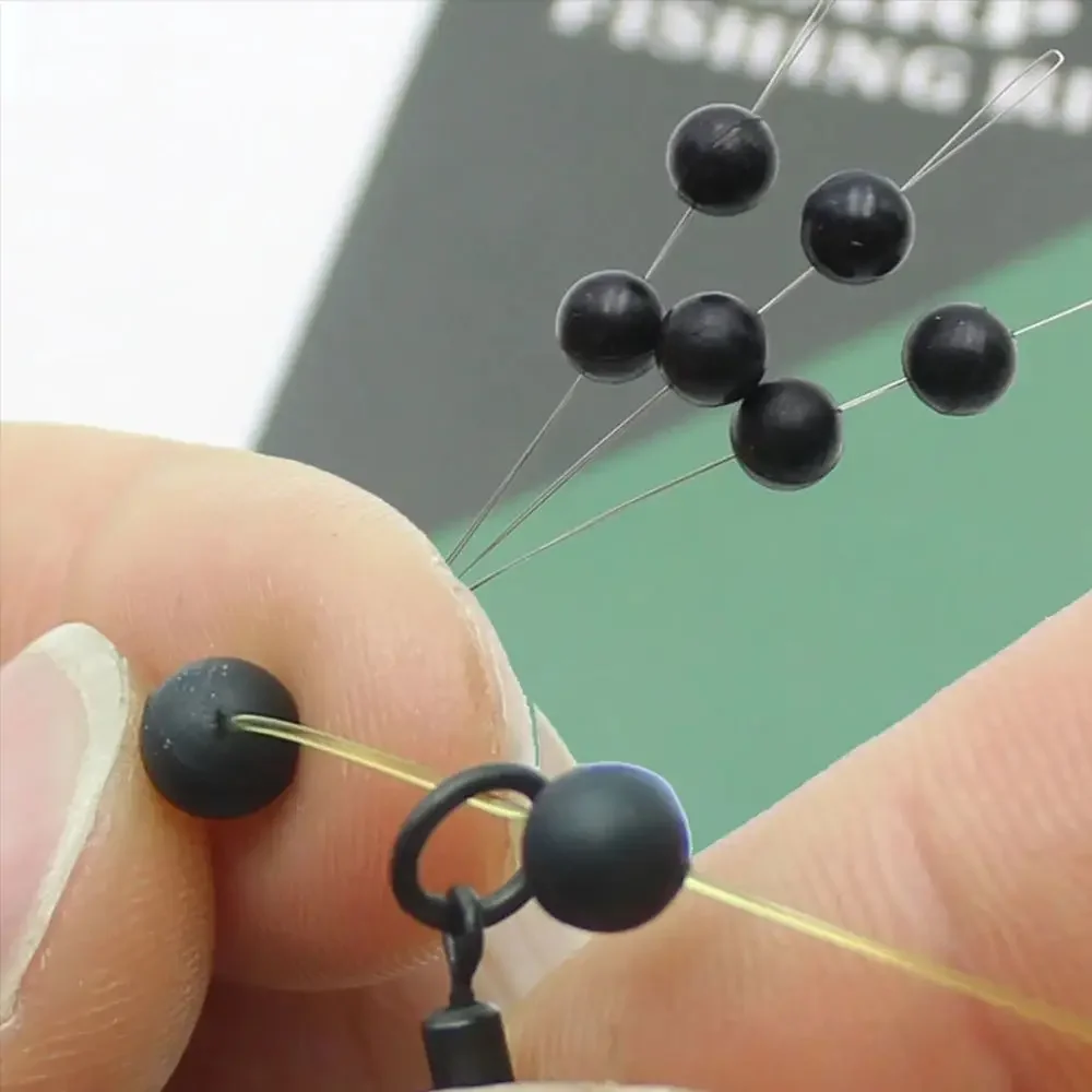 Cuentas de silicona negras 6mm y 8mm para aparejos de pesca
