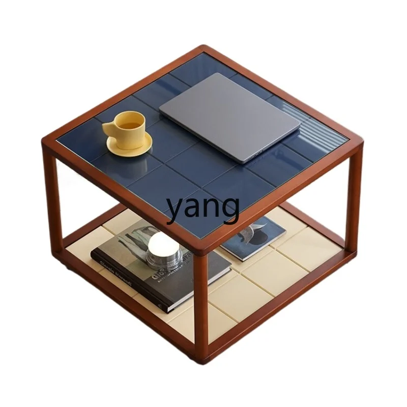 

ZYF solid wood tempered chessboard mobile coffee table living room side table combination