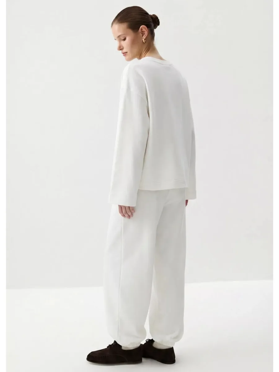 DFDG Women 2026 Spring Autumn Loungewear Set Crew Neck Oversized Flare Sleeve Top Elastic Cuff Jogger Pants Loose Matching Set