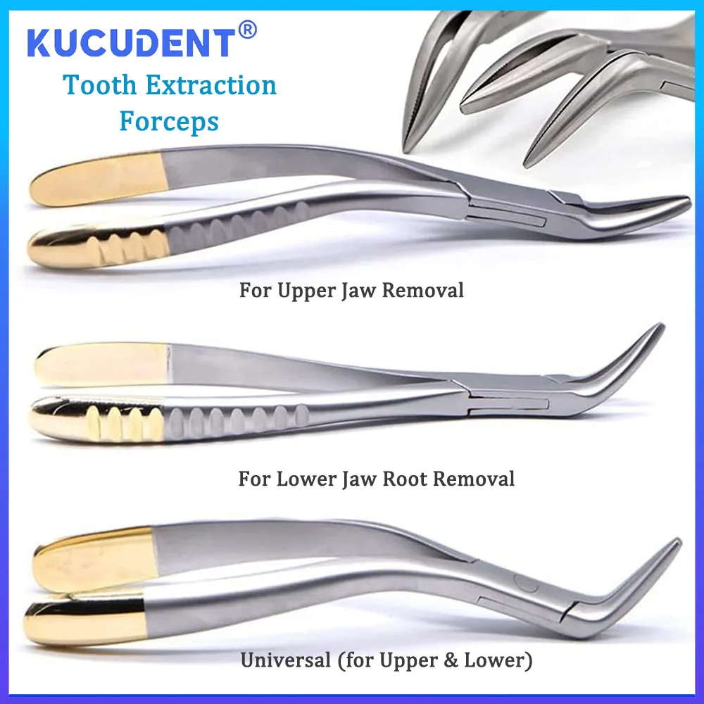 KUCUDENT Dental Root Residual Fragment Forcep Minimally Invasive Extraction Broken Root Plier Upper Jaw Lower Mandible Universal