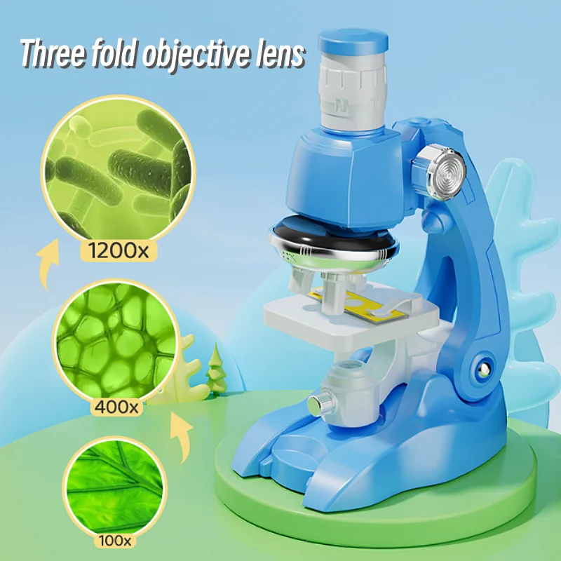 Muslimum Microscope Kit laboratorio Home School Science Education Toys regali biologici raffinati per bambini