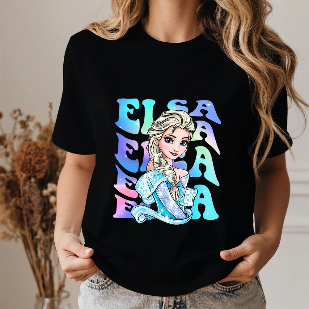 

Летняя футболка с короткими рукавами и принтом «Принцессы Диснея» из 100% хлопка для мальчиков и девочек, коллекция 2026 года, детская семейная одежда, топ