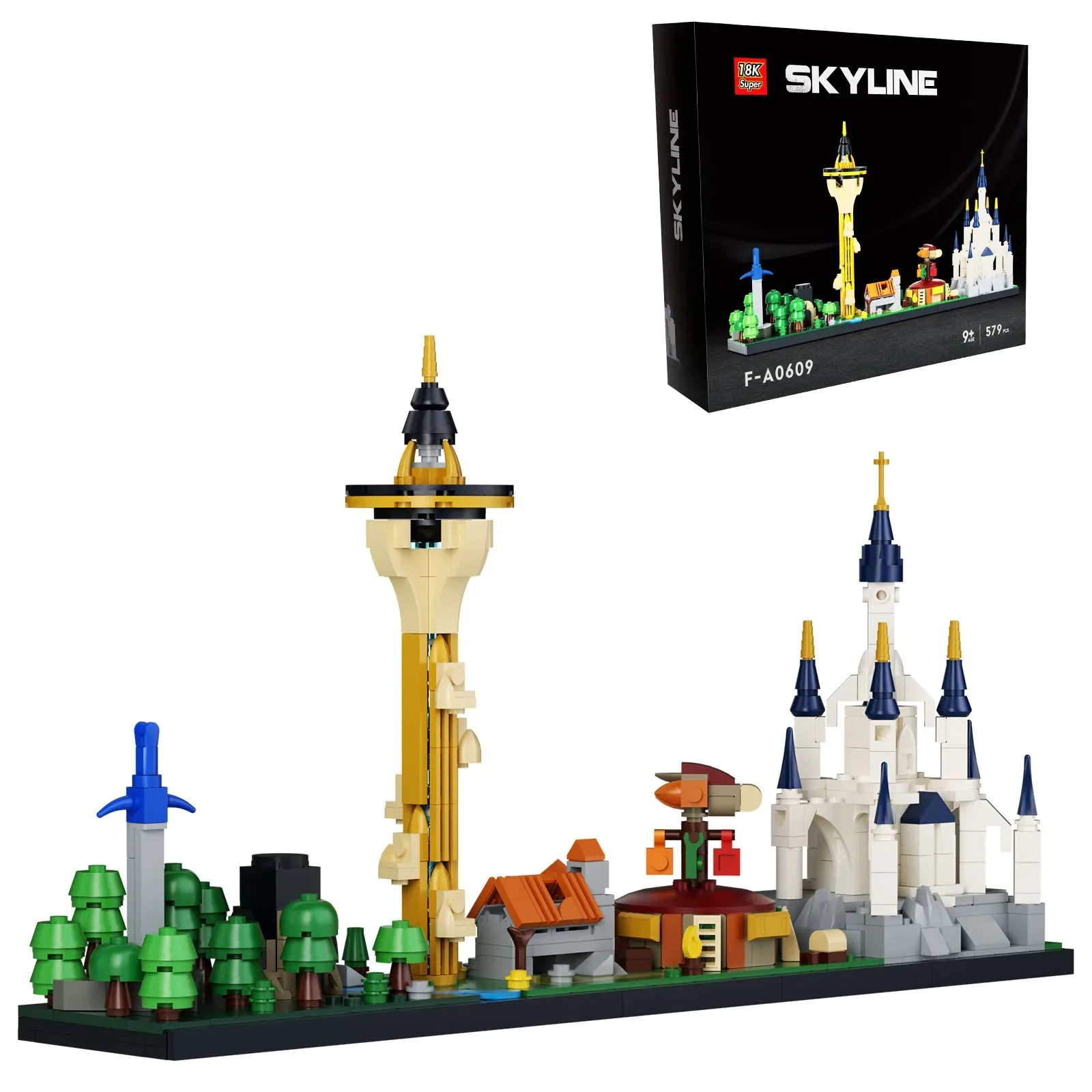 Gobricks MOC Zeldaed Skyline Building Block Model Game Castle Mini town street scene Education Architecture Building Blocks Toys