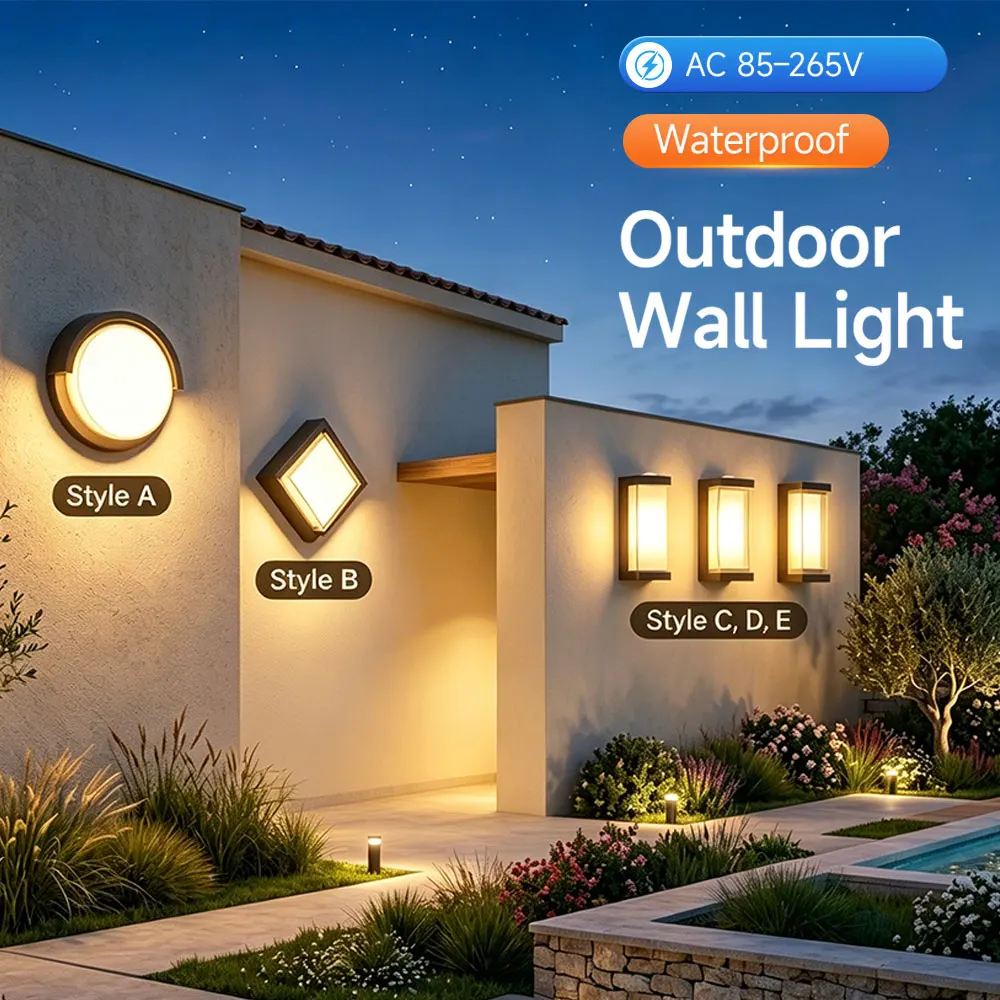 Outdoor Wall Light 85-265V IP65 Waterproof 25W 12W Garden Corridor Balcony Wall Lamp Courtyard Decor Warm Light Exterior Stairs