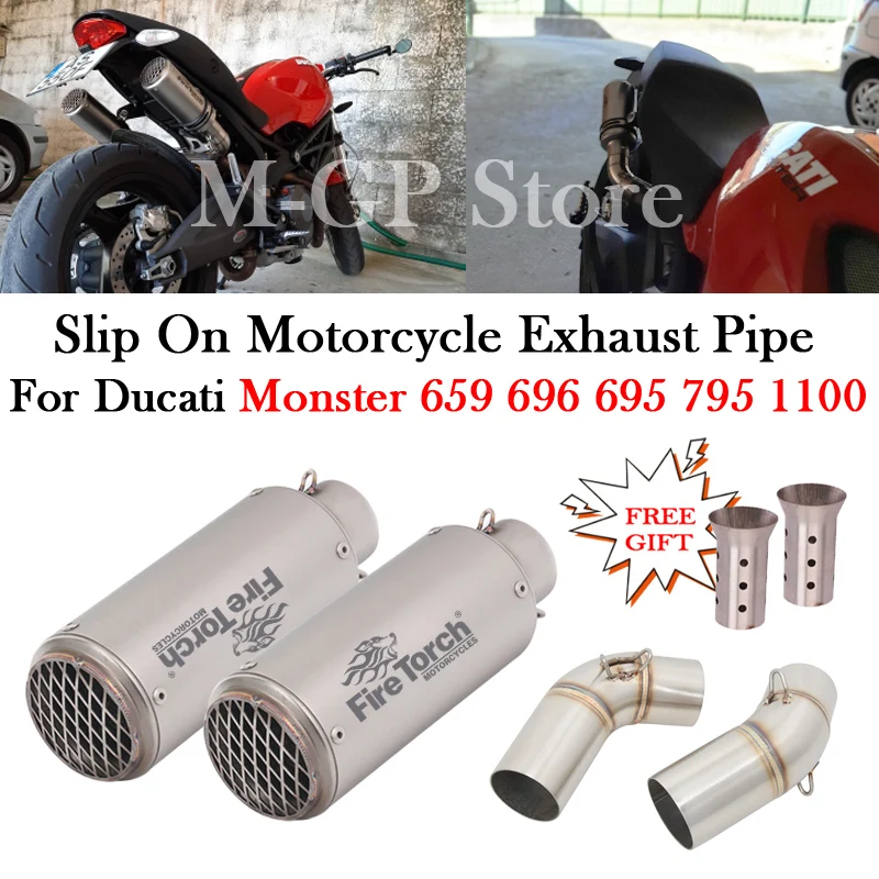 

Slip On For Ducati Monster 659 696 795 1100 Hypermotard 796 Motorcycle Left Right Exhaust DB Killer Escape Moto Middle Link Pipe