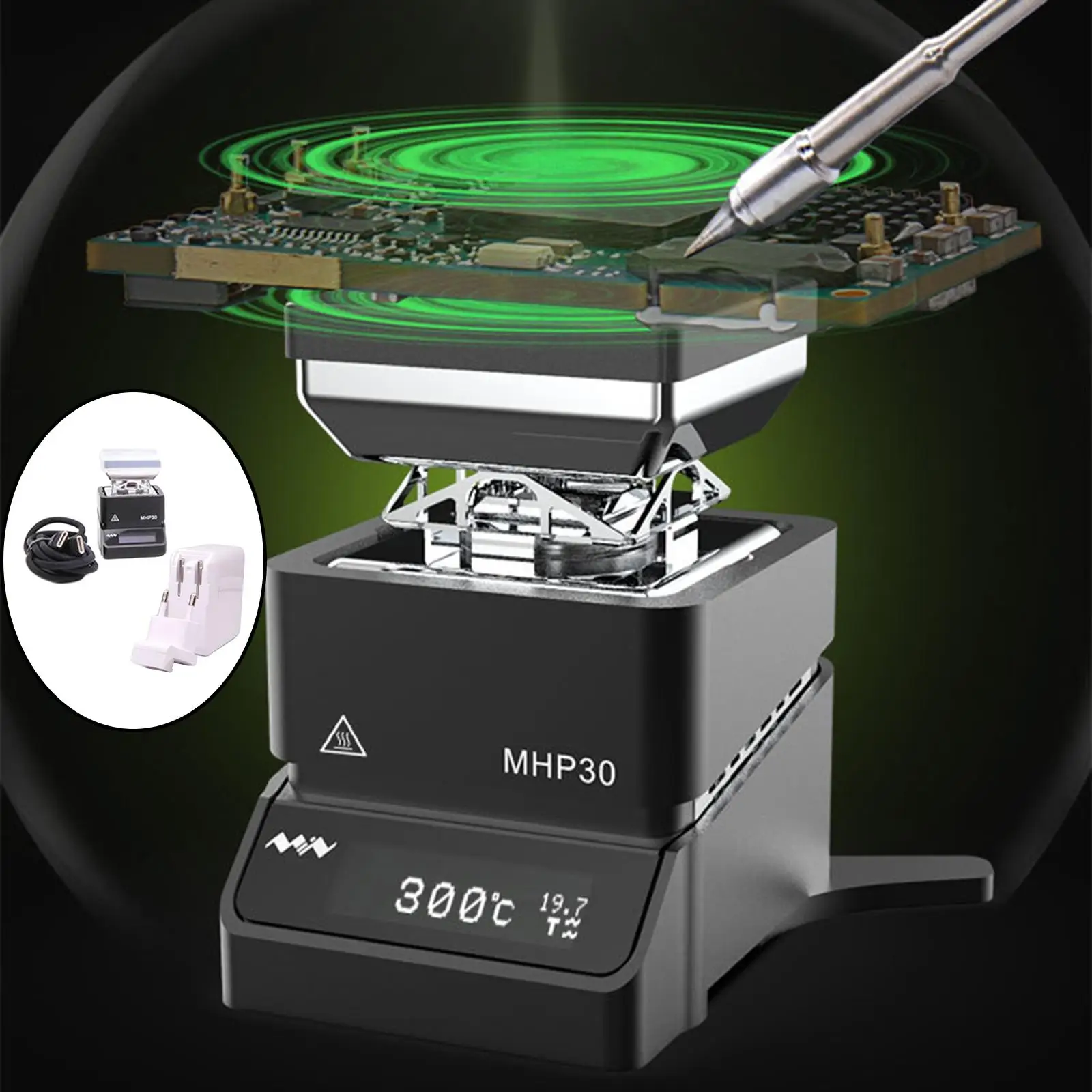 MHP30 Mini OLED Hot Plate Preheater 60W 350℃ Soldering Station Preset