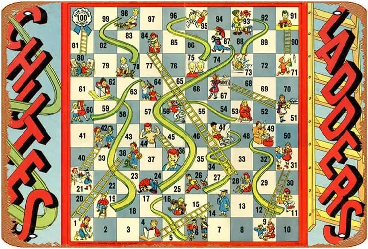 1943 Chutes & Ladders Board Game Vintage Tin Sign 8X12 inches,Metal Sign Retro Art Wall Decor for Home Cafes Office Store K sign