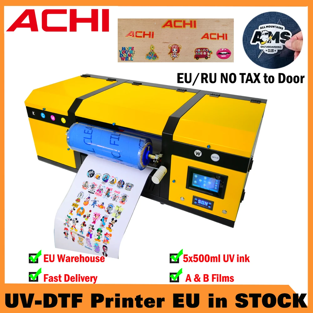 2 in 1 A3 UV DTF Printer Laminating Varnish Gliding Printer Sticker Waterproof Dustproof Emboss for Wood Glass Leather Fabric