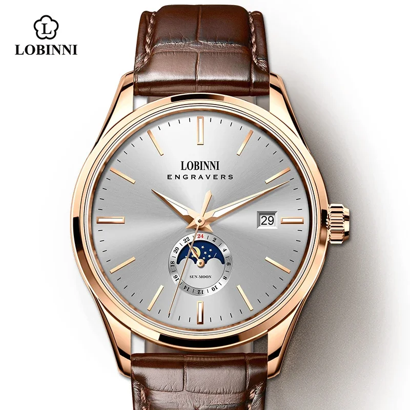 LOBINNI Luxury Type Men Dress Wrist Watch SHB10 Movement 40.5mm Dial Leather Automatic Watches Mechanical - Image 2