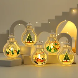 Christmas Portable Candle Holder Wind Lamp Table Lamp Snowman Santa Claus Elk Christmas Gift Light Decorative Light Dropshipping