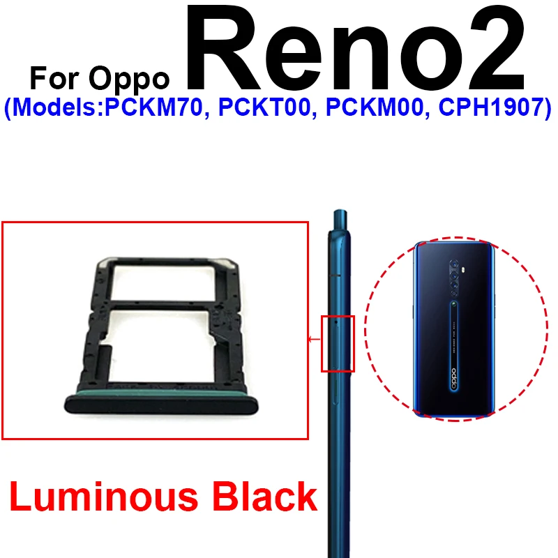 SIM Card Tray For OPPO Reno 2 Reno 2F Reno Z Reno 2Z SIM Card Socket SD Card Reader Holder Slot Replacement Parts