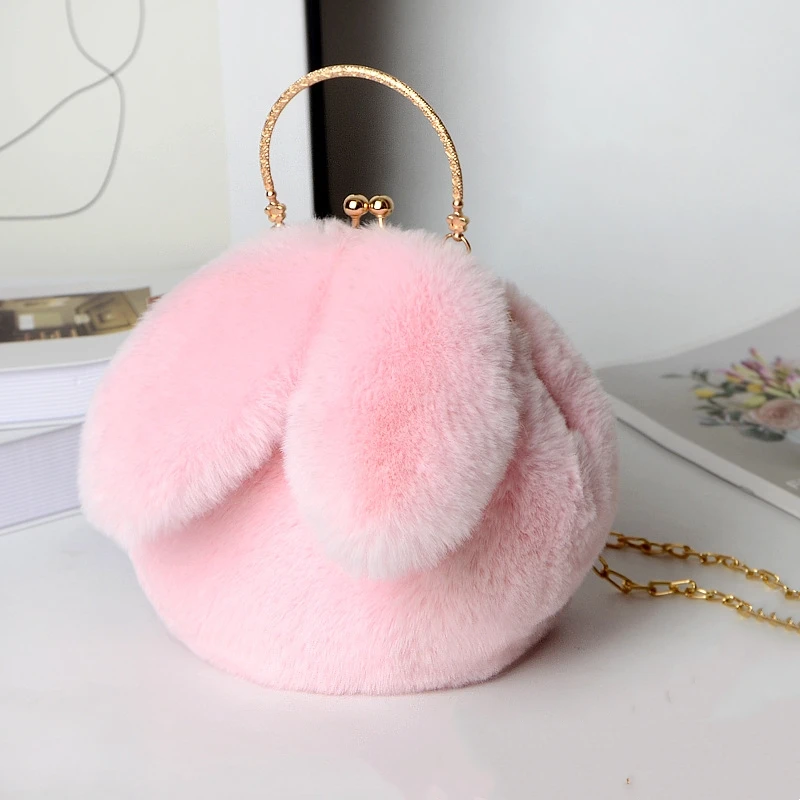 Cute Plush Rabbit Crossbody Bags for Women Korean Version Purses and Handbags Girls New Ear Shoulder Messenger Bag