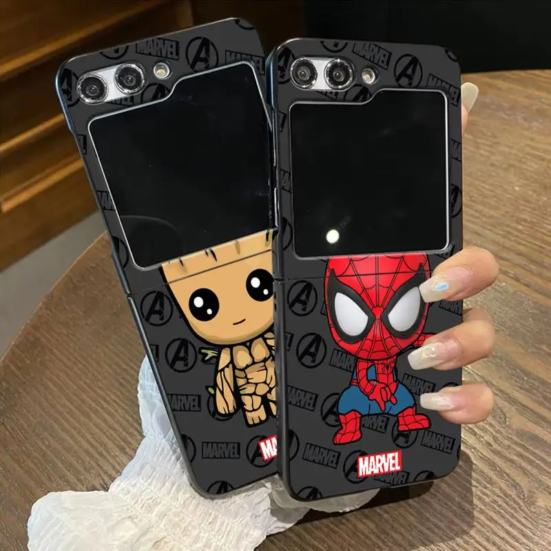 Cute Spiderman Black Panther phone case for Samsung Galaxy Z Flip 6 5 zflip4 zFlip zFlip3 zflip6 funda celulare protective cases