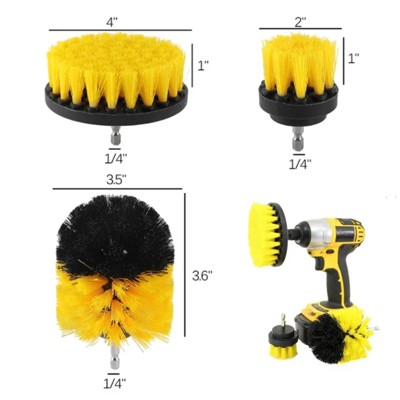 1 Set/3 PCS Electric Drill Brush Kit Plastic Round Cleaning Brush For Carpet Glass Car Tires Nylon Brushes Scrubber Drill