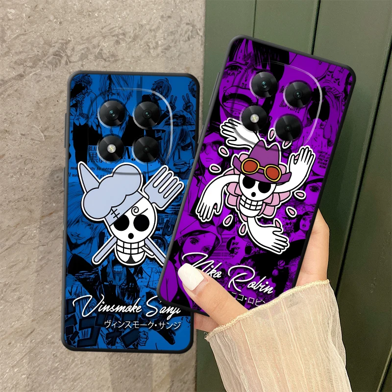 Custodia morbida nera per telefono per Xiaomi Redmi Note 9 10 11 12 Pro 10S 7 8 12s 13 14 Pro Plus 9S 11s One Piece Cartoon Logo