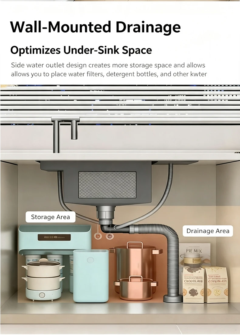 Cup Washer Hidden Bar Sinks With Lid MultifunctionalStainless Steel Kitchen Sink Single Slot Undermount Bowl