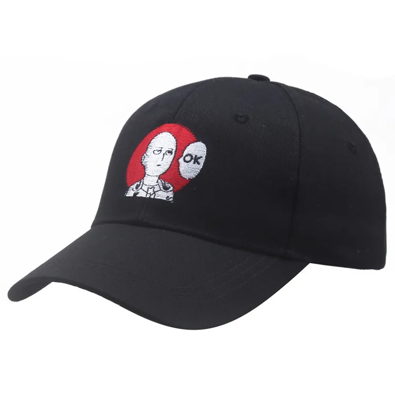 Cartoon One Punch Man Saitama Anime Baseball Hat Embroidered Adjustable Unisex Accessories OK Cap Outdoor Hats