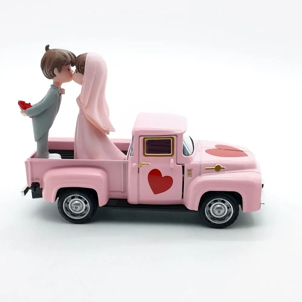 

With Couple Doll Valentine’s Day Truck Decor Statue Sensory Toy Mini Car Ornament Sculpture Crafts Metal Car Miniature Model