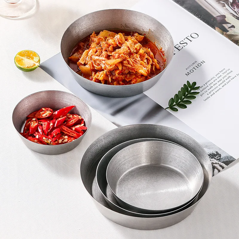 

Dinner Plates Stainless Steel Meat Plate Beef Tray BBQ Plate Tableware Korean Candy Snack Plates Kitchen Tableware