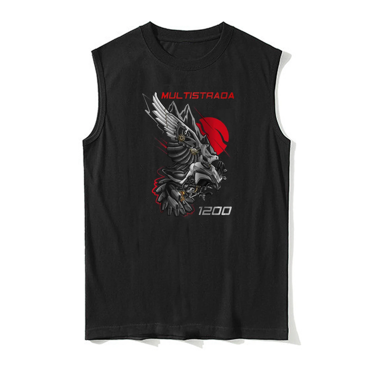 Classic Italy Motorcycle Multistrada 1200 Raven Inspired Tanktop 100% Cotton O-Neck Summer Casual Mens Vest Sleeveless T- Shirt