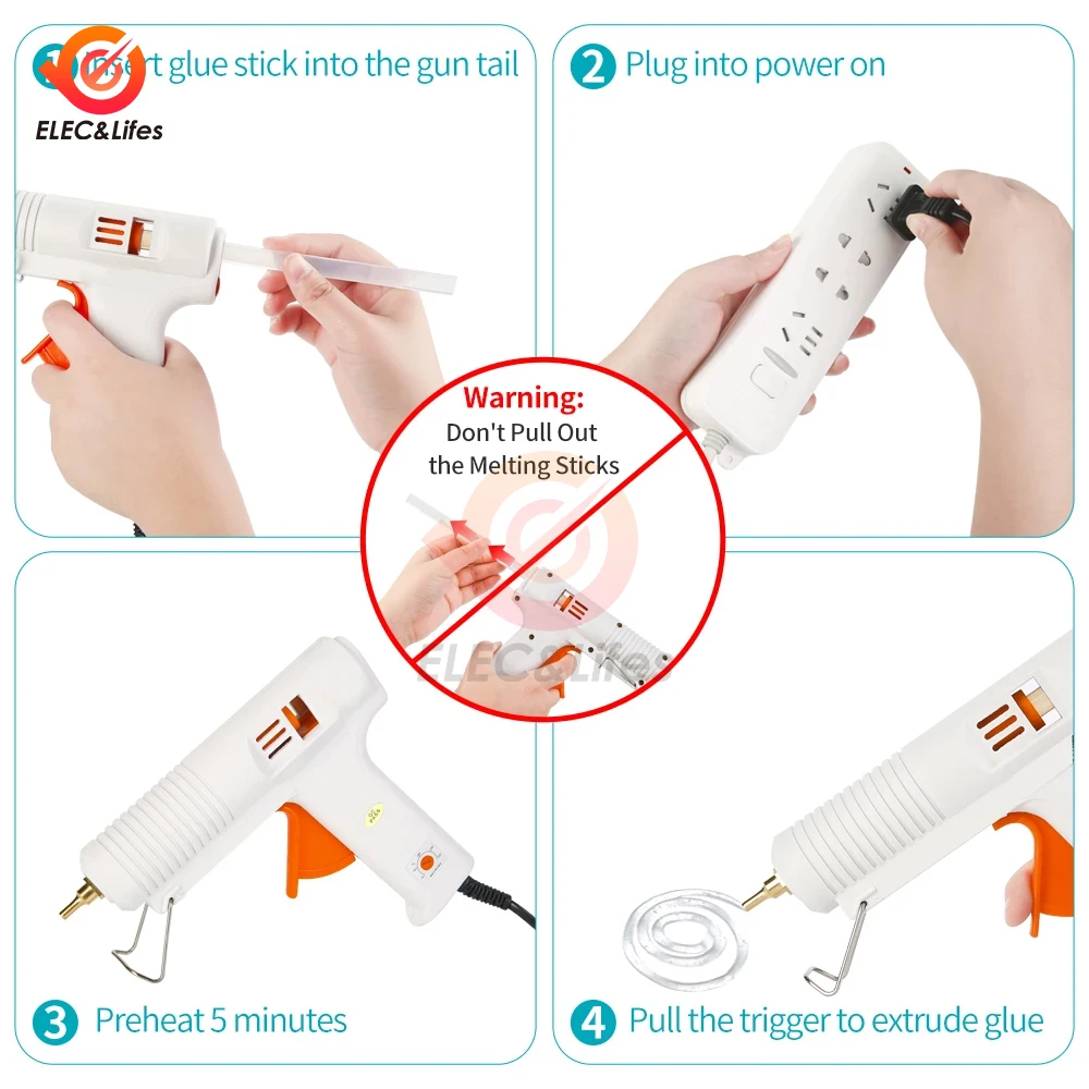 Mini temperatura ajustável Hot Melt Glue Gun Ferramentas de calor de reparo elétrico, Pistolas de cola industriais DIY, Bastão de cola 11mm 120W