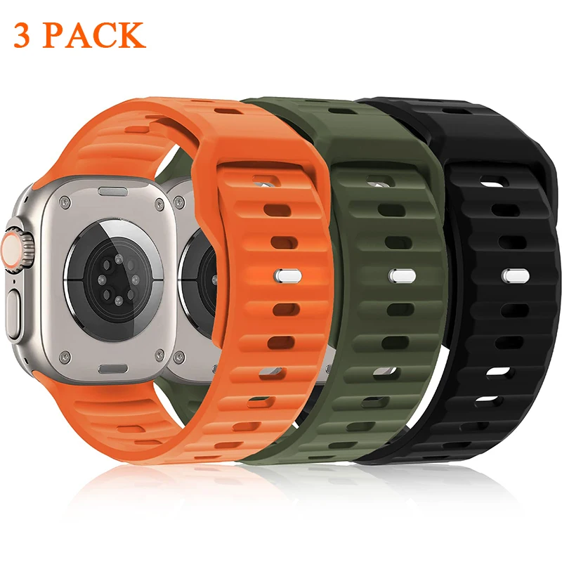 3 opakowania Pasek sportowy do Apple Watch Ultra 2 Pasek 49 mm 45 mm 44 42 mm Silikonowa bransoletka do iWatch serii 8 7 6 5 SE 4 3 2 1 38 40 mm