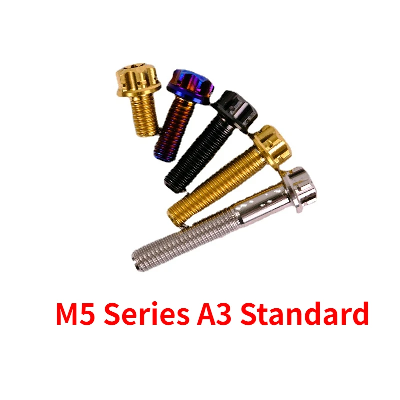Golden Raw Ti Burn Blue Black Green Canday Purple M5X6-95mm TC4 GR5 Titanium Alloy A3 Standard Head Bolts Motocycle