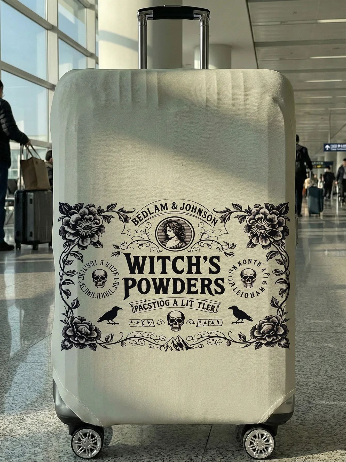 

Защитный чехол для багажа в стиле ретро с изображением черепа ведьмы и цветов, подходит для чемоданов 18-32 дюймов, чехлы для ручек чемоданов, аксессуары для путешествий.