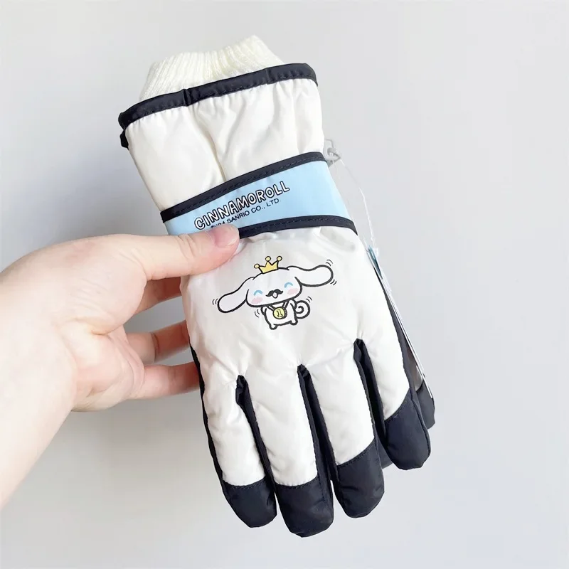 

New Sweet Kawaii Sanrio Anime Children Ski Gloves Winter Cute Cinnamoroll Cartoon Warm Wool Thickened Waterproof Gloves Gifts