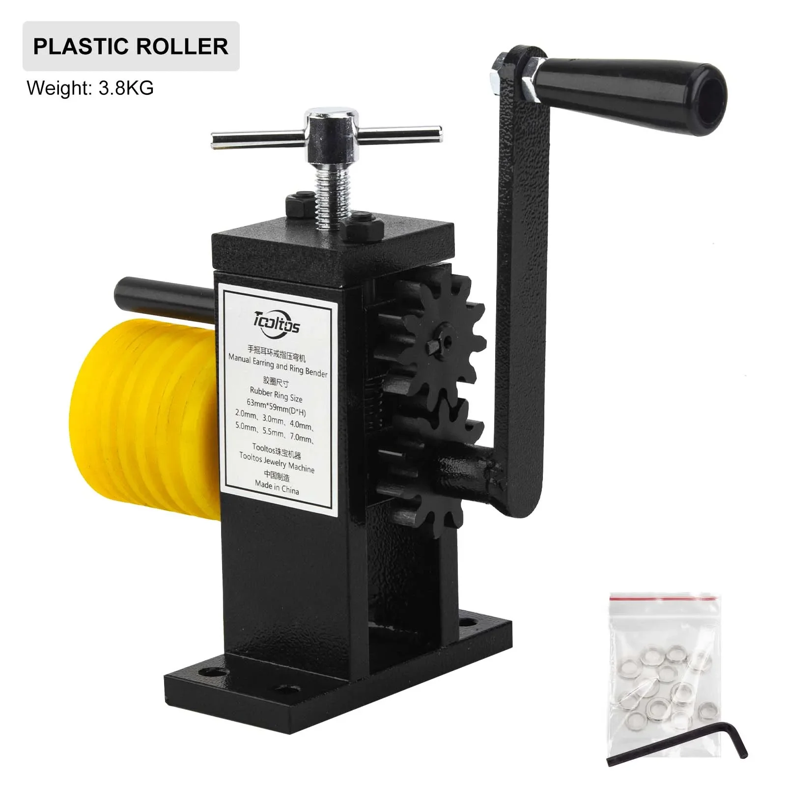 Auble Hand Cranked Jewelry Bender Machine Steel Roller For Ring Bangle Earring Making, Manual Bracelet Bending Tool