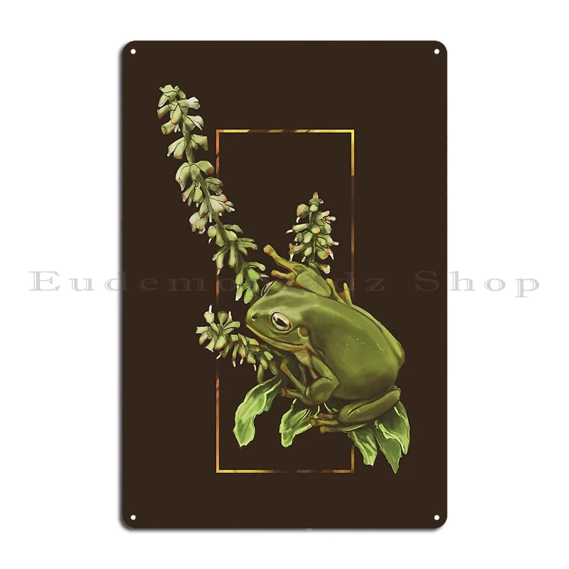 Australian Green Tree Frog And Basil Metal Plaque Retro Garage Designing Customize Printing Tin Sign Poster