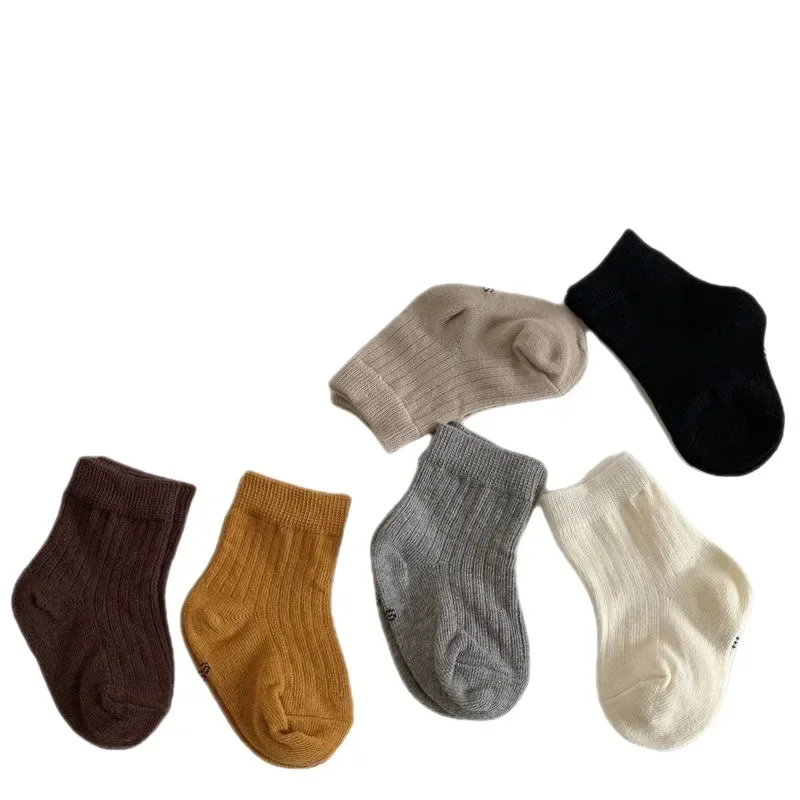 1 Pair Cute Baby Sock for Boy Girl Fashion Solid Color Newborn Calf Sock Soft Cotton Spring Autumn Young Kids School Sock