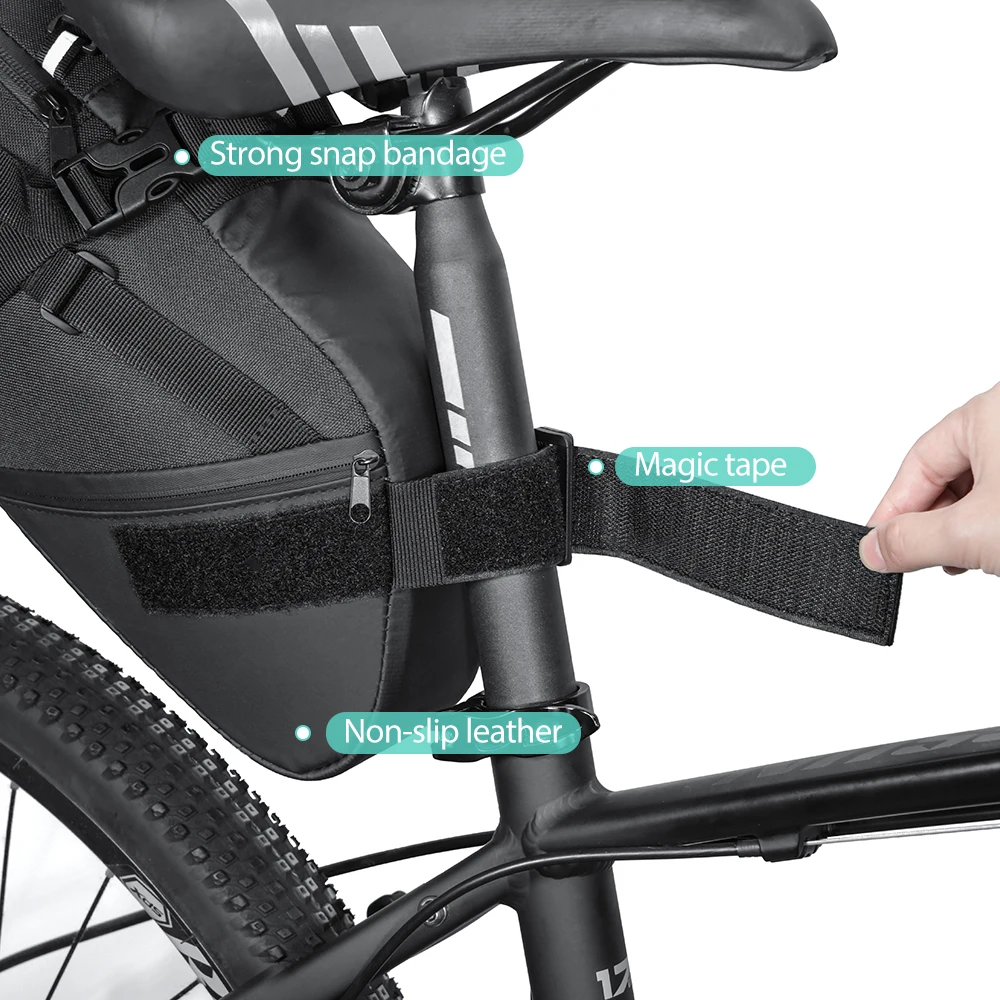 NEWBOLER Fahrradsatteltasche, wasserdicht, für MTB, Rennrad, 15 l, große Kapazität, Fahrradtasche, faltbar, Hecktasche, Zubehör für den Kofferraum – Detail 11