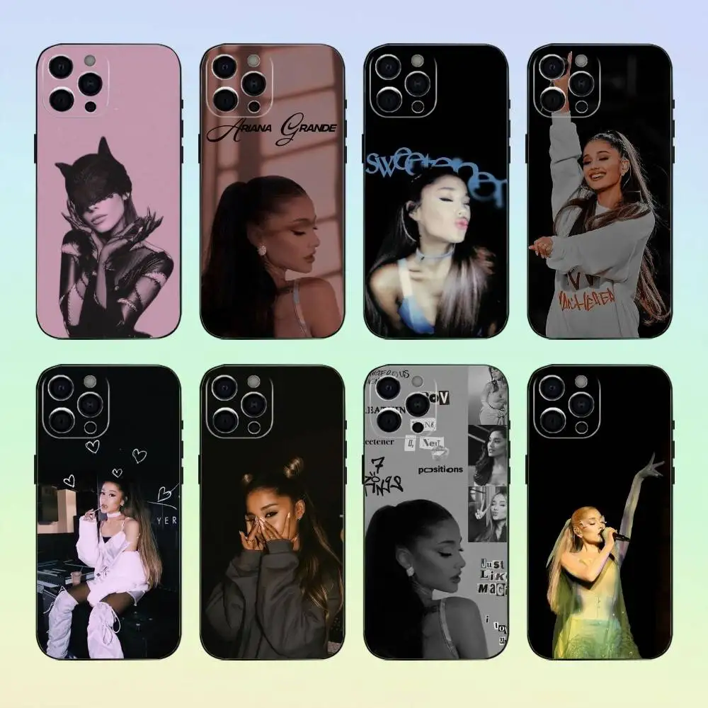 

A-Ariana Singer G-Grandes Phone Case For iPhone17,16,15,14,13,12,11 Plus,Pro Max Soft Black Cover