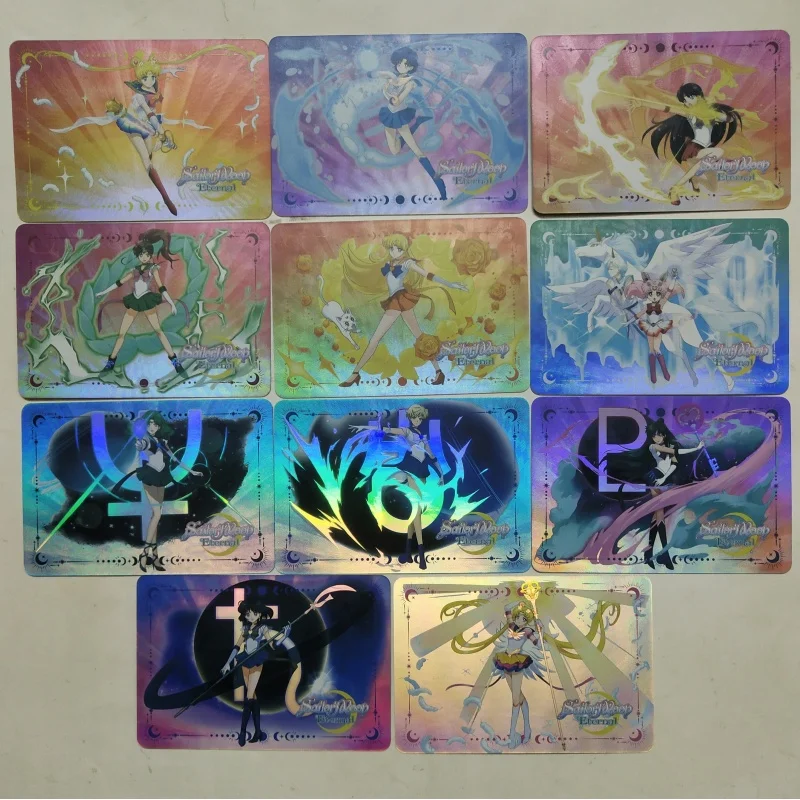 11 pz/set Sailor Moon Tsukino Usagi Self Made Color Flash 59 x86mm personaggi del gioco Anime Classic Collection Card Toys regali